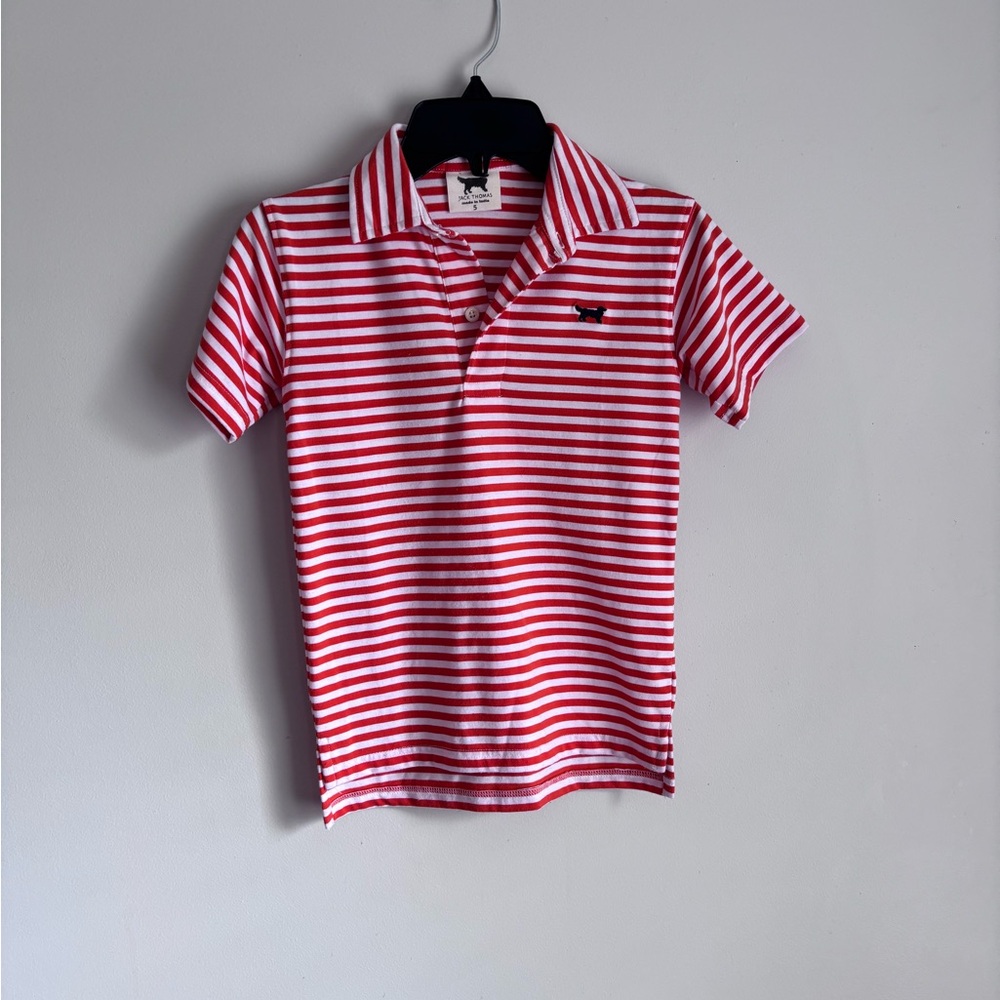 New! Boys Jack Thomas Orange and White Strip Polo- Size Small